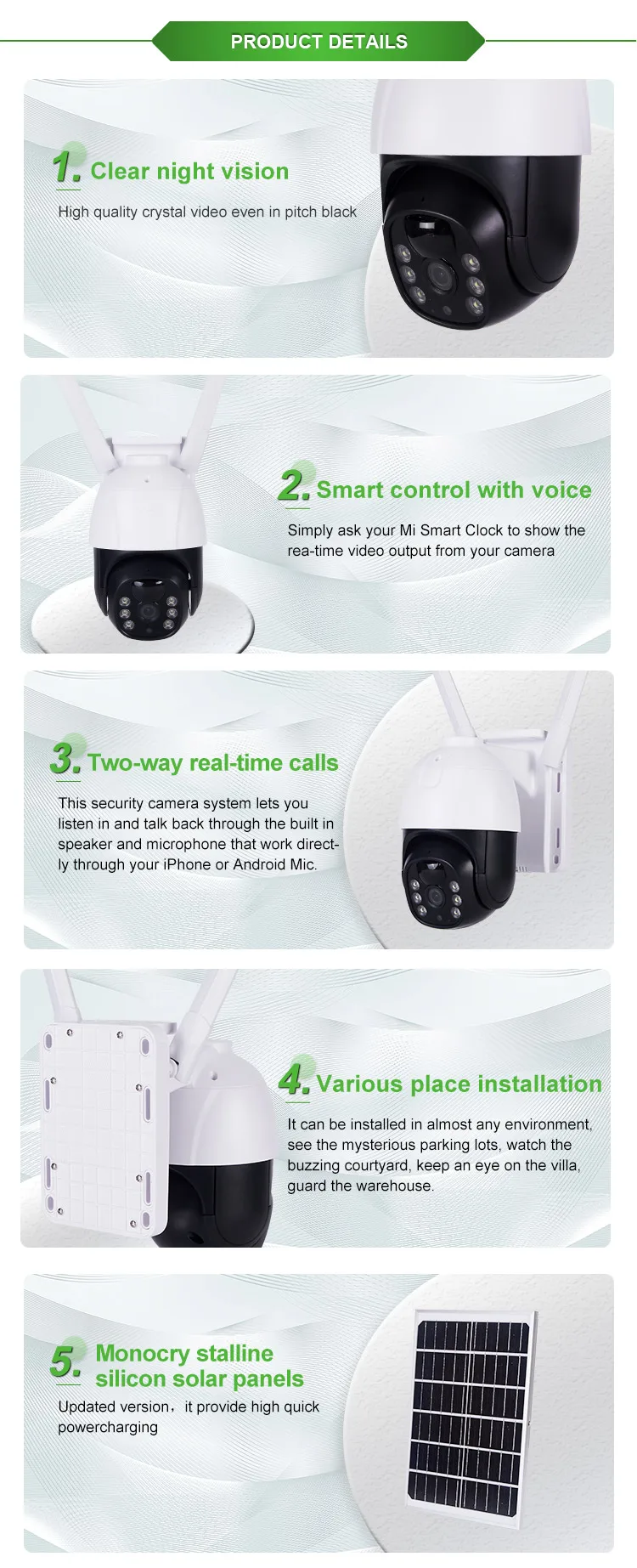Wireless Camera System Outdoor Solar Powered Battery With Solar Panel Hidden Camera