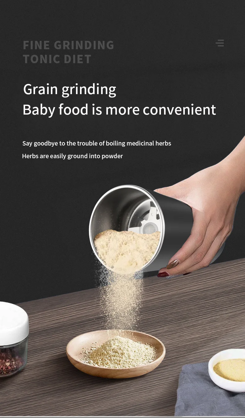 Mini Coffee Grinder Portable Electric Bean Mill and Baby Food Processor Manual Power Source for Household Use