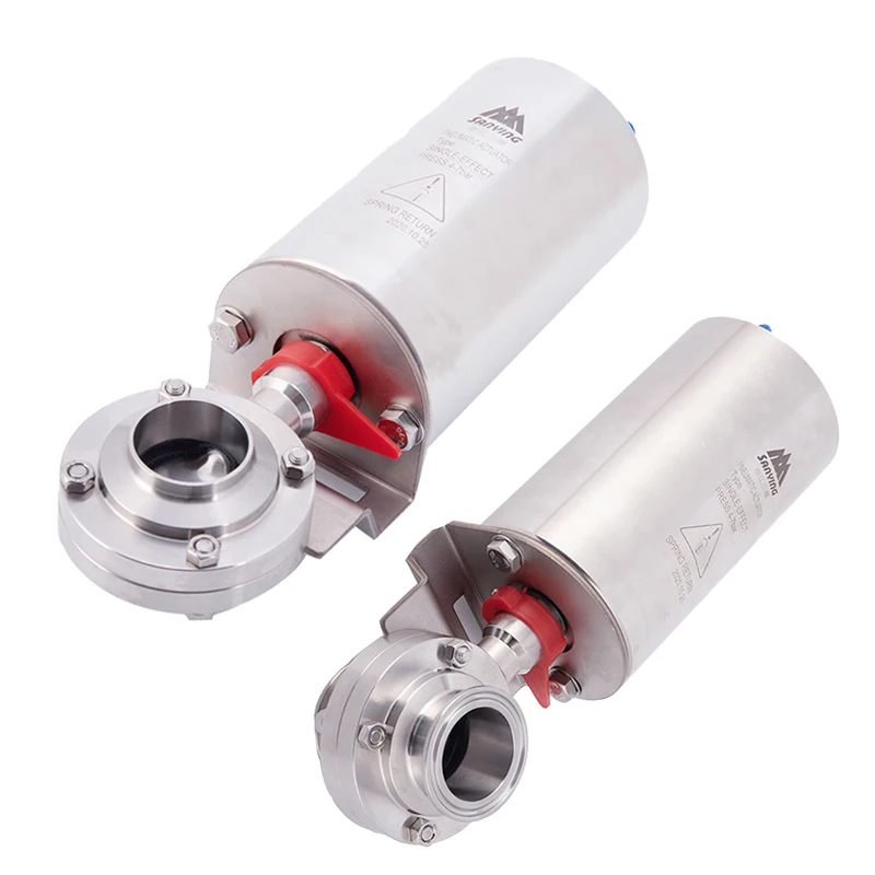 Easy Clean Stainless Steel Quick Loading Tri Clamp Sanitary Pneumatic butterfly Valve Actuators for Food Grade Dairy