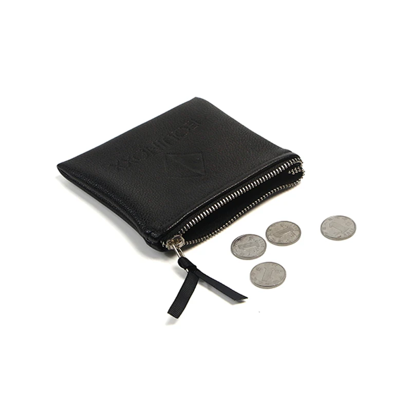 Black Zipper Top PU Leather Pouch Bag for Jewelry Packaging