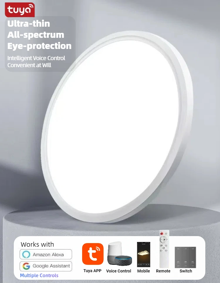 Tuya smart home lights power adjustable ceiling light us canada market etl CCT Change works with Alexa google