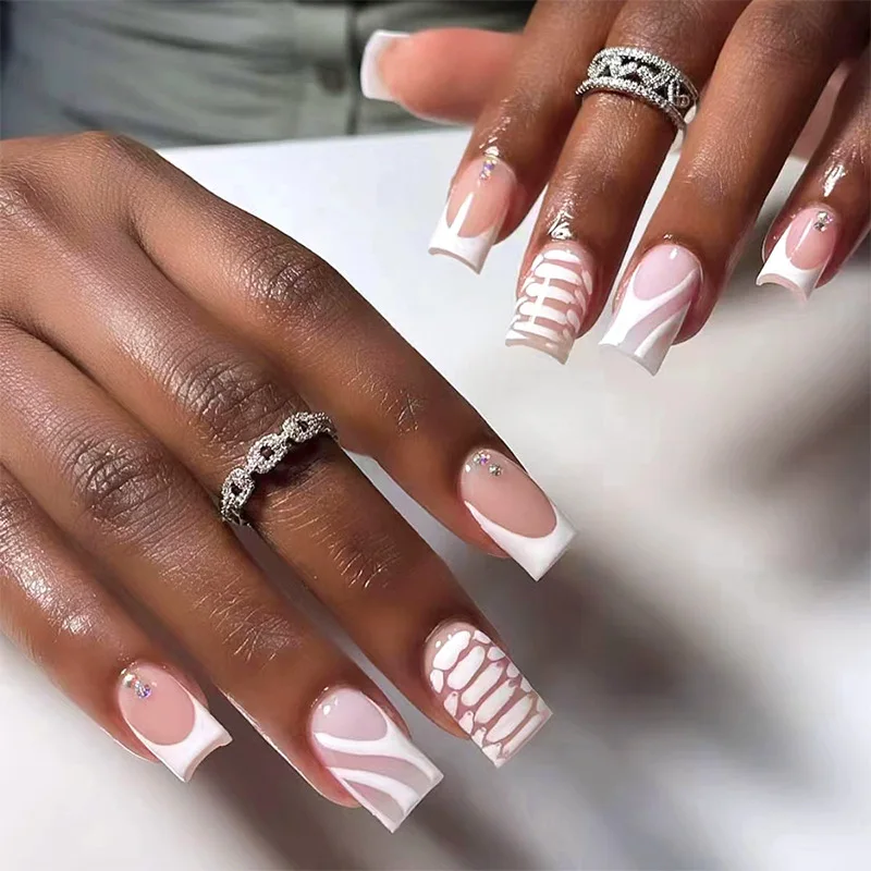 Hot Acrylic Press On Nails Free Samples Luxury Private Label  Nails Custom Thick Press On Nails Short