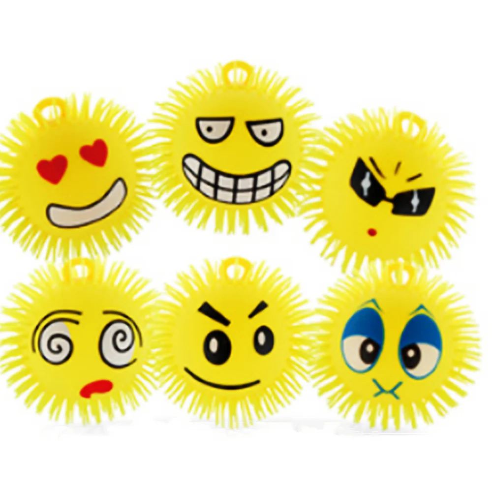 Light up colorful smiling face TPR ball toy Puffer ball toy Spike ball