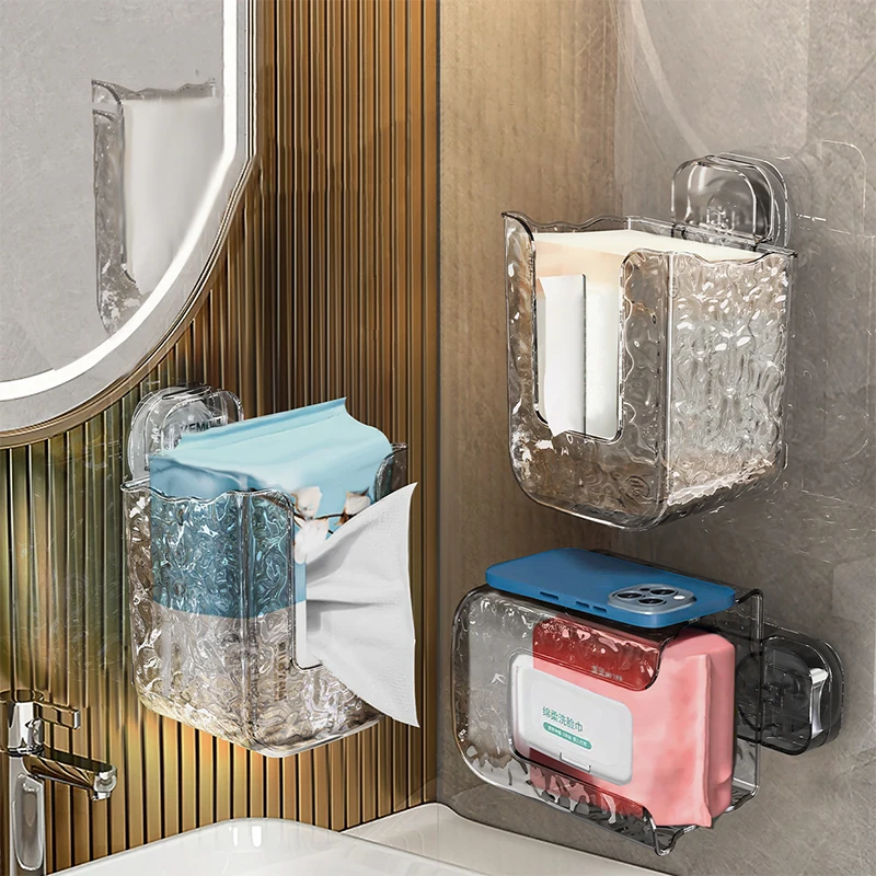 Wall-Mounted transparent tissue box Refillable Wipes Container Box Clear Tissue Wipes Dispenser, Wet Wipes Dispenser Storage Box