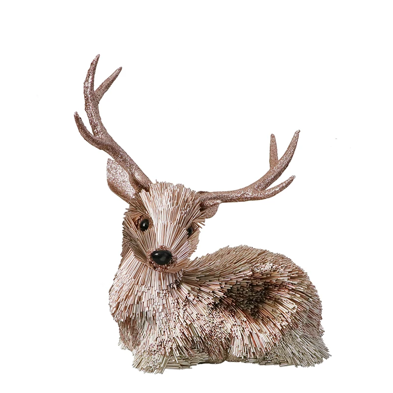 Home Decoration Customized Xmas Indoor Decor Reindeer gradient Christmas Elk Figurines