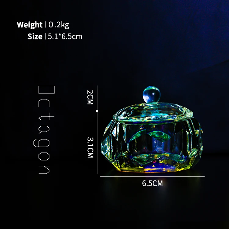 Crystal Glass Nail Dappen Dish Colorful Acrylic Powder Liquid Dish Container Acrylic Powder Liquid Cup Holder Nail Monomer Dish