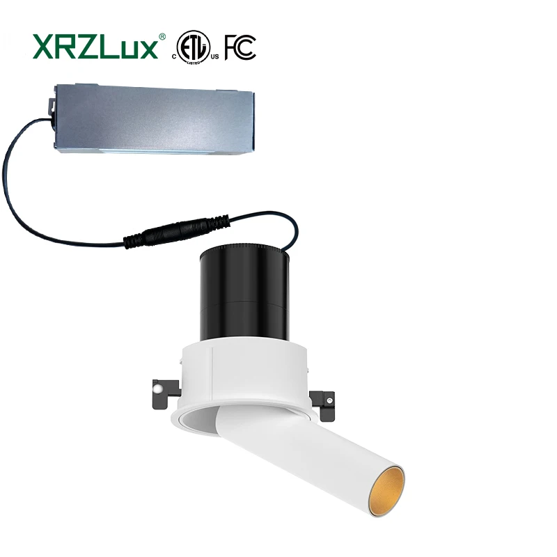 XRZLux Recessed Ceiling COB Downlight 8W Aluminum Anti-glare Dimmable LED Spotlight Stretchable Adjustable ETL Spot Light