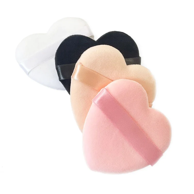 Heart Shape Triangle Powder Puff Cosmetic Sponge Soft Powder Puff Custom Logo Velvet Cosmetic Puffs