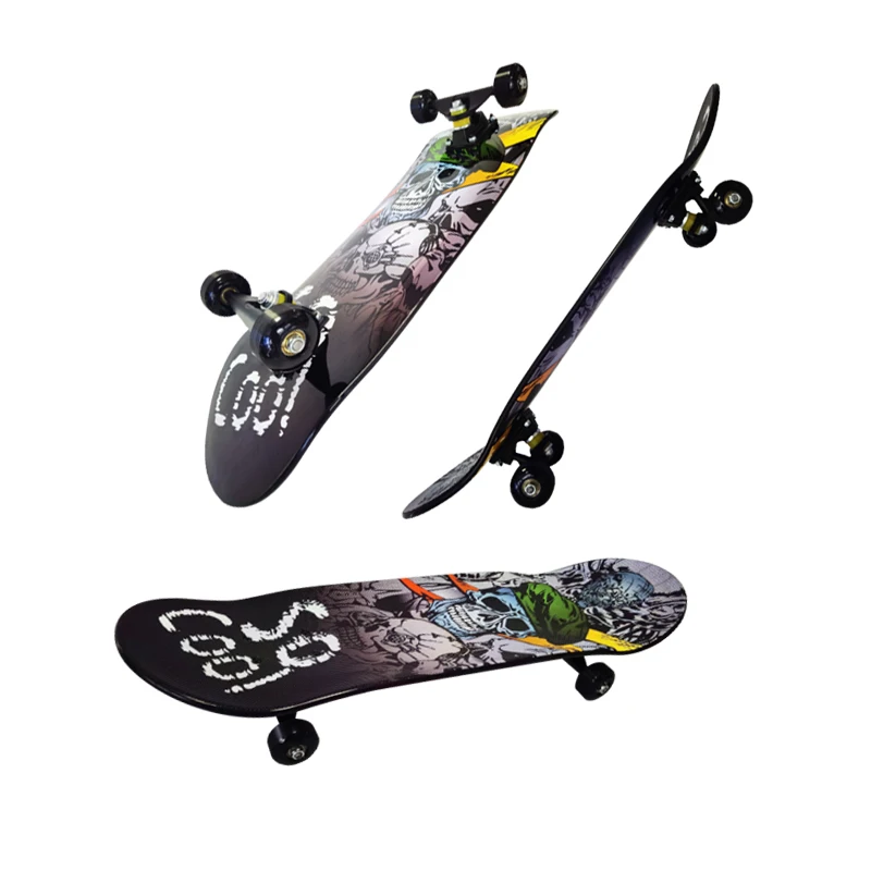 New Technology 28x8inch Shinny Graphic Decks Double Kick Concave Plastic Skateboard with PVC Wheel PP Truck ABEC-5 Bearing