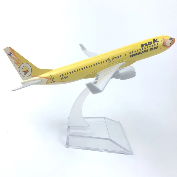16CM DieCast Plane Model Nok Air Thailand Boeing 737 Thai Yellow Purple White Blue Bird with Stand Airways Model