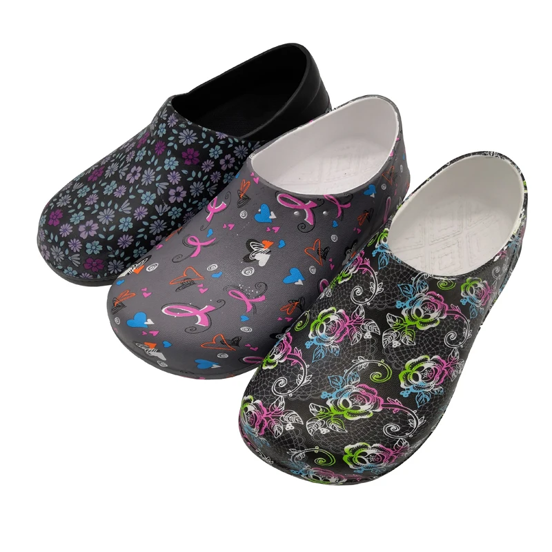 4 inch Height green EVA upper EVA RB Outsole Lightweight printed nurse shoes