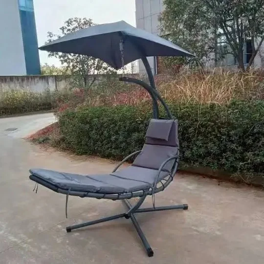 Best Choice Products Outdoor Hanging Curved Steel Chaise Lounge Chair Swing