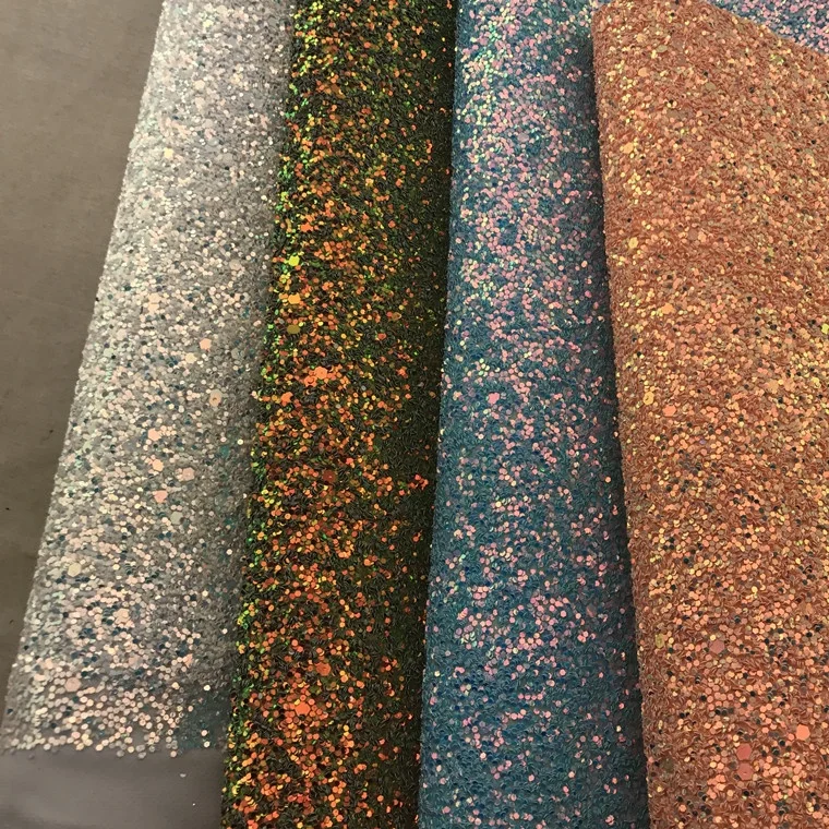 New Holographic Glitter Leatherette Fabric PU Leather For Handbag Purses Totes