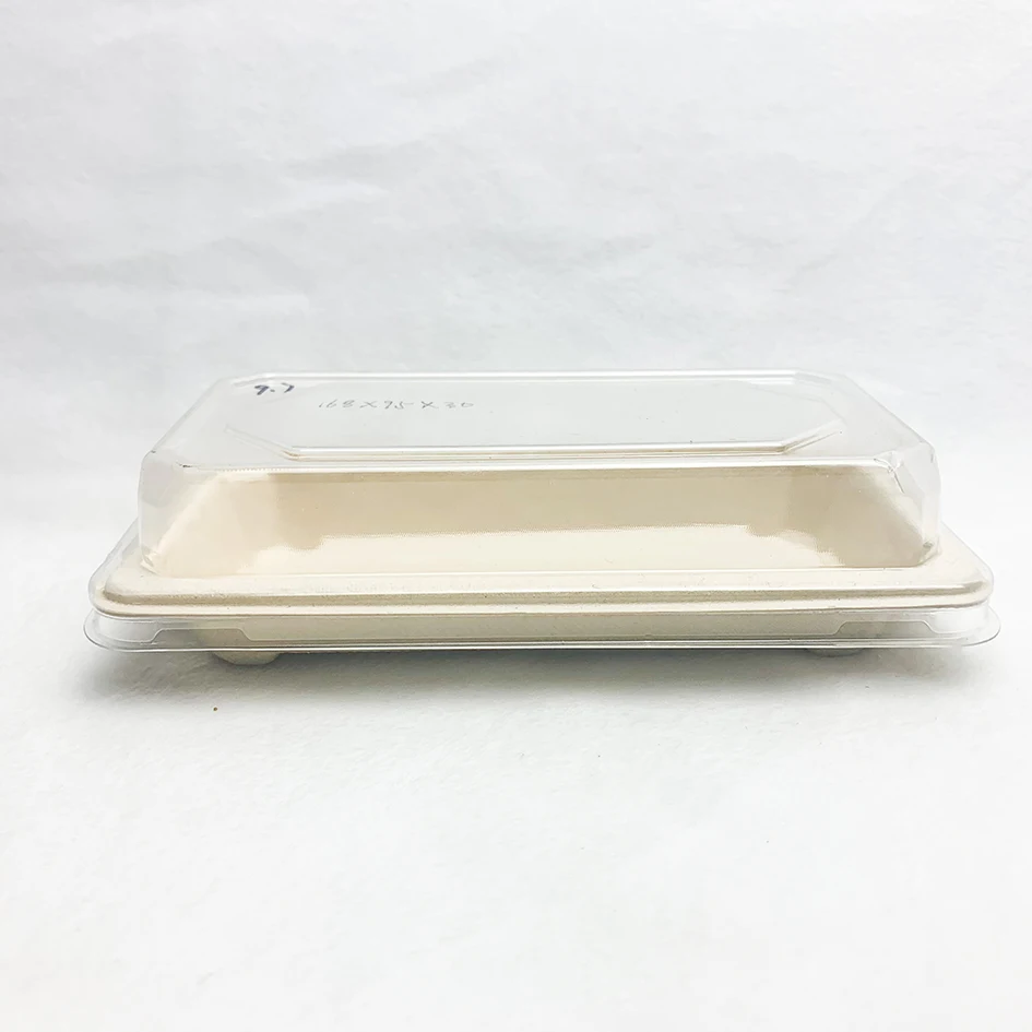 Biodegradable Compostable Disposable sugarcane Sushi Tray Bagasse Japanese Cold Food Dinnerware Tray