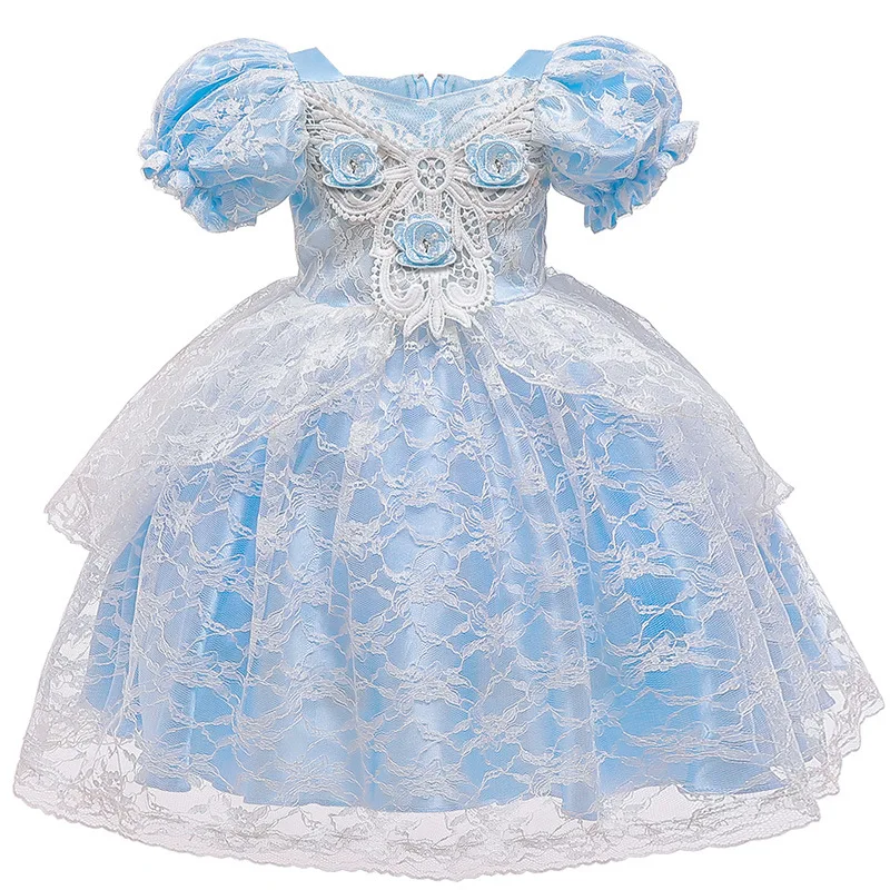 
Baby Girl Princess Lace Floral Tutu Dress Infant Toddler Girl Vintage Tulle Vestido Party Halloween Pageant Birthday Costume 9M- 