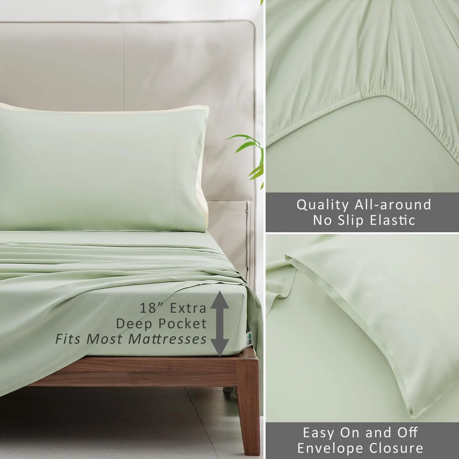 Queen Size Luxury Bamboo 4 Pieces Sheet Set Cooling and Breathable 100% Viscose Derived from Bamboo Bedding Sets for All Season