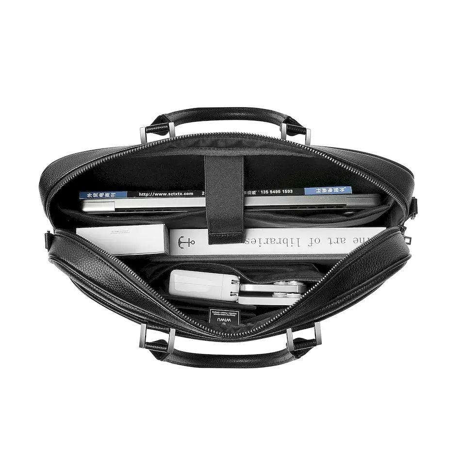 WiWU Unisex Laptop Handbag Finger Print Lock Anti-theft 16 Inch Men Brief Case Computer Bag Business Style PU Leather for Women