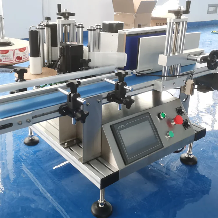 Semi auto tin can labeler tuna cans glass jar round bottle labeling machine