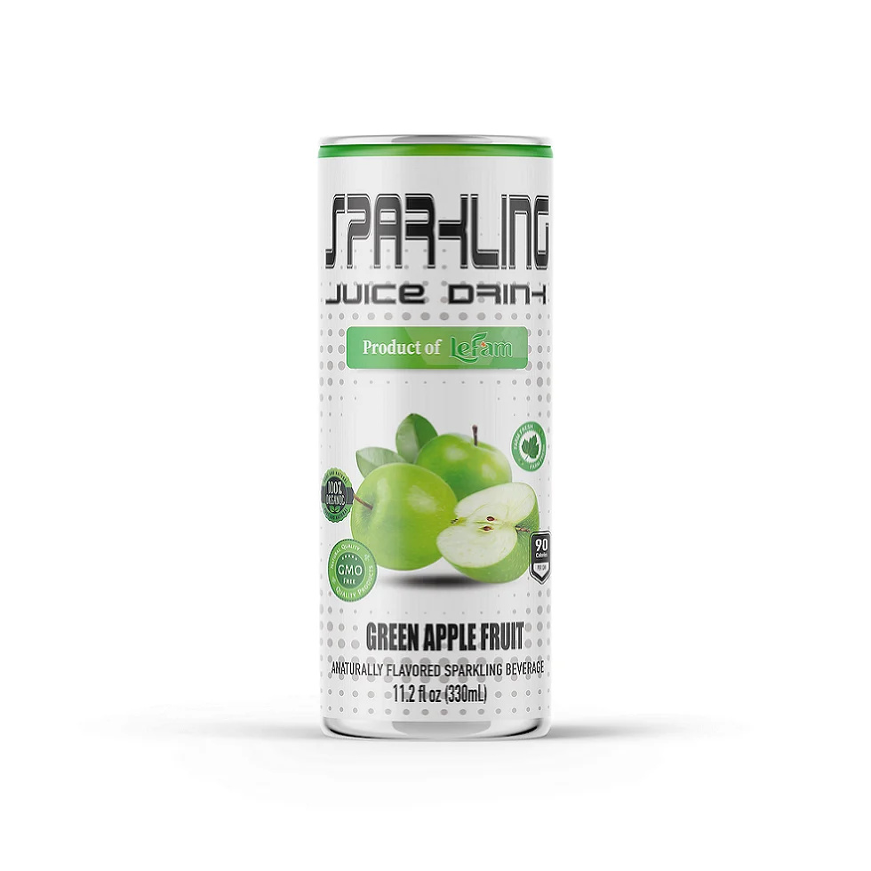 Green Apple Juice Sparkling Drink No Sugar Big Promotion from Lefam Beverages 11.2 Oz 330ml 0084 96 345 2745