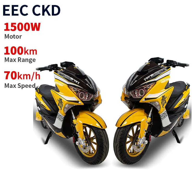 Large size 1500w 70km/h max speed 100km long range sport electric motorcycle for adult