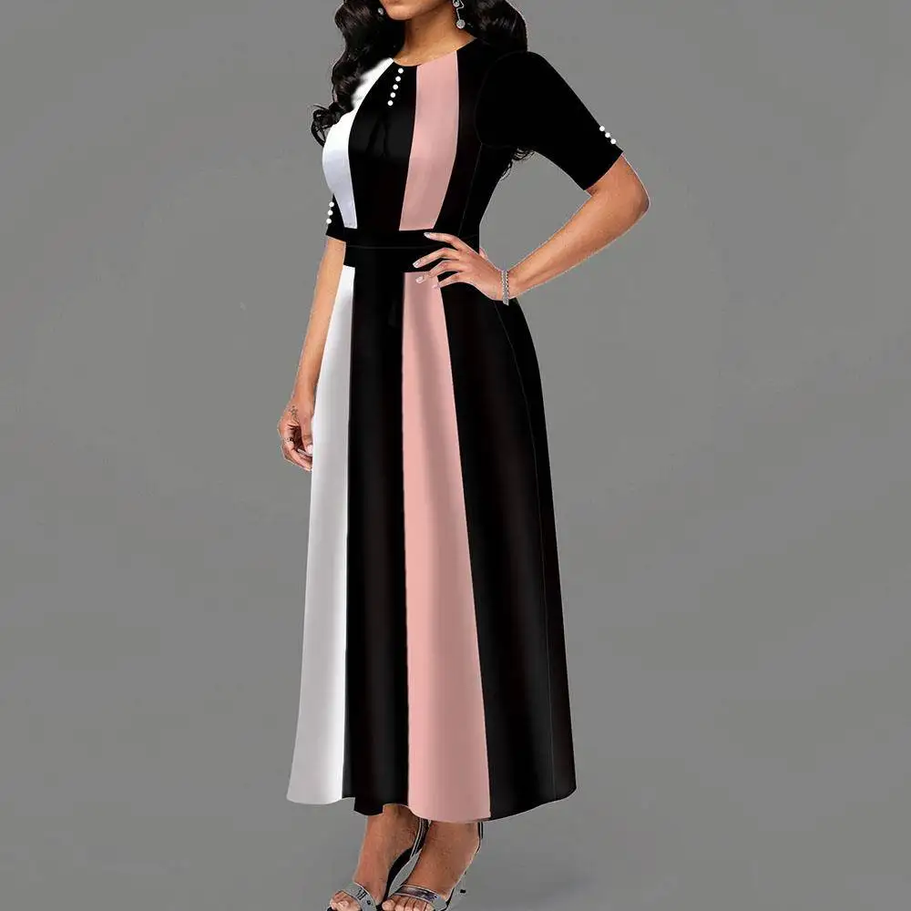 
wholesale floral print fabric plus size patchwork dress midi dress 