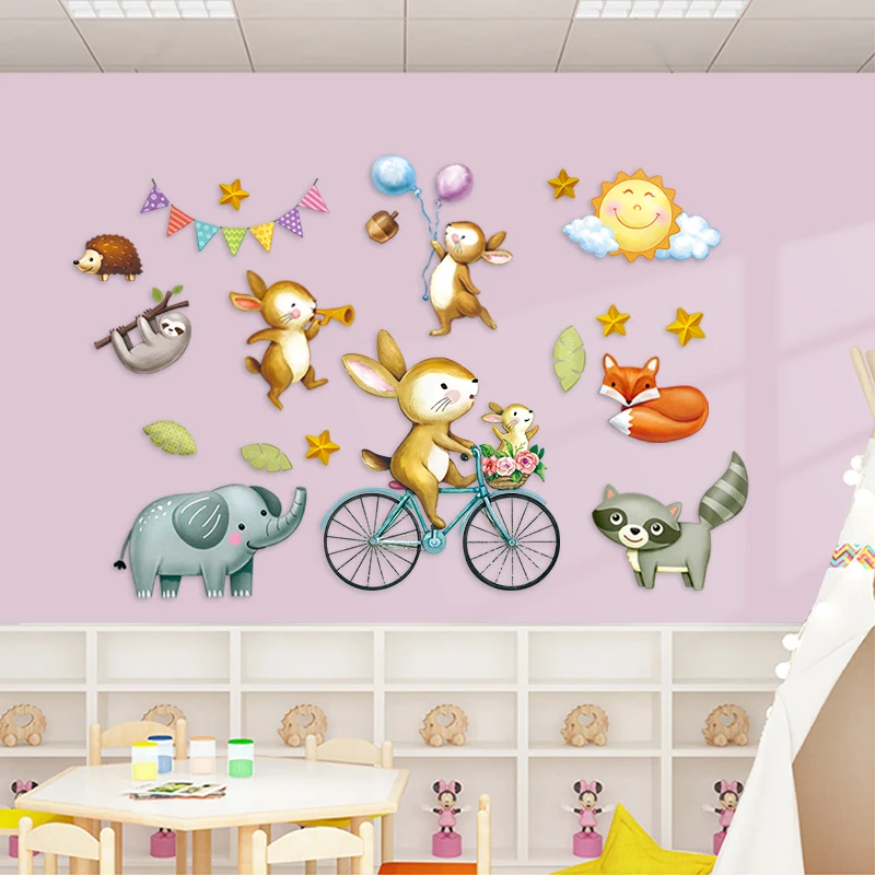 Cute Cartoon Fox Wall Stickers for Nursery Home Decoration