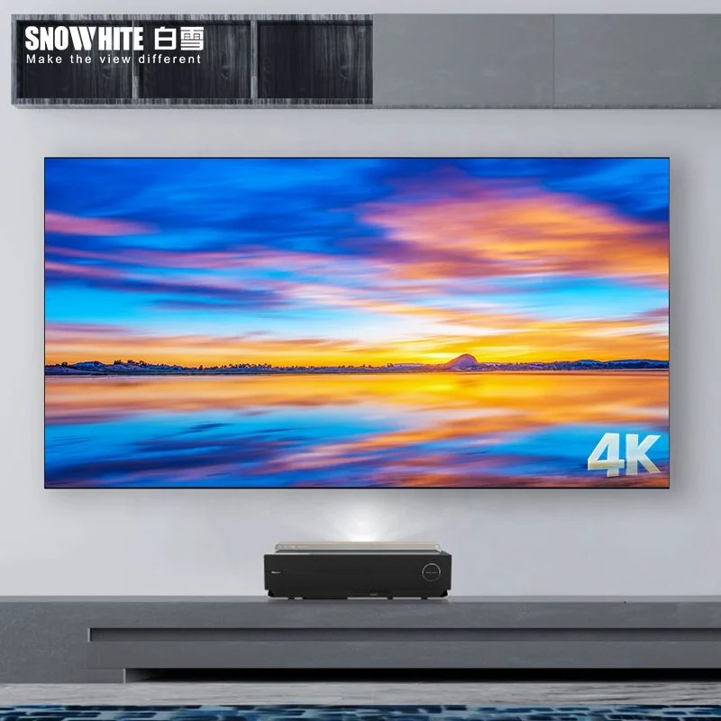 SNOWHITE  120 inch Ultra short throw anti-light PET diamond grid projection screen ust alr fixed frame projector screen