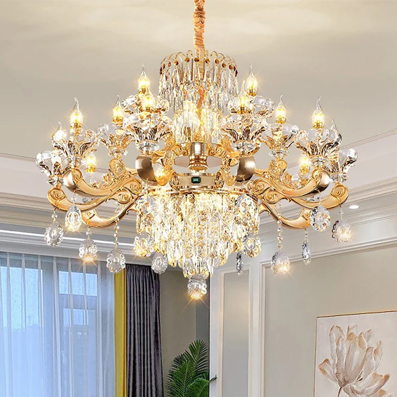 2024 New Hot-sale Modern Chandelier Golden Crystal Luxury Large Home Hotel Villa Living Room Decoration Chandelier