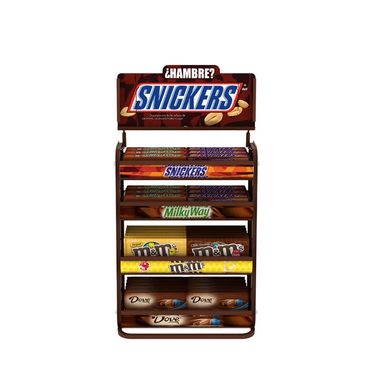Custom plastic candy nuts chips snacks hanging display case chocolate bar display stand rack