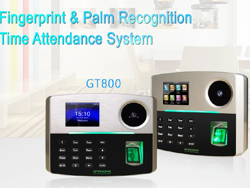 GT800 Free Software Biometric Fingerprint And Palm Recognition Time Attendance Machine With CE Certificate