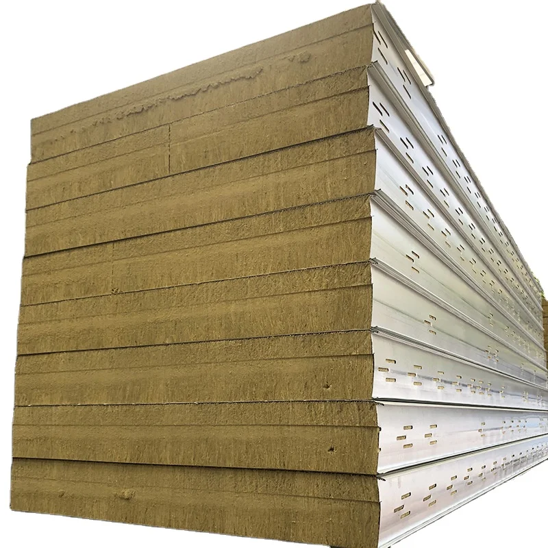 Manufacturer Direct Supply Thermal Insulation Fireproof Color Steel Plate Purification Board Rock Wool Sandwich Panel
