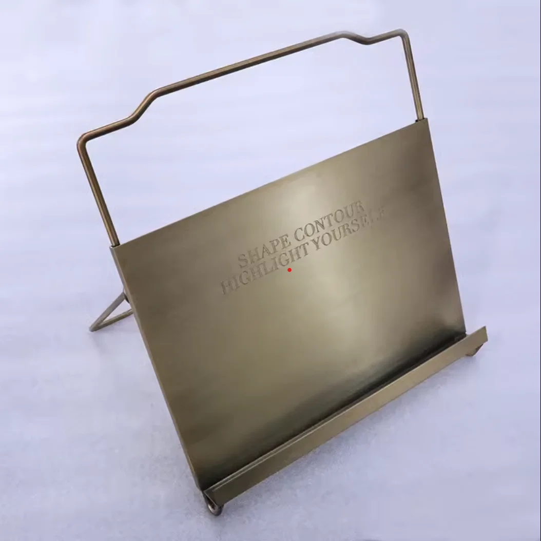Custom Designed Fashion Metal journal Greeting Card Exhibition restaurant menu Business Card Holder Collection Display Rack