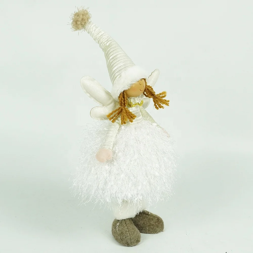 Wholesale home indoor decor desktable white color standing plush fairy dolls for girls gift