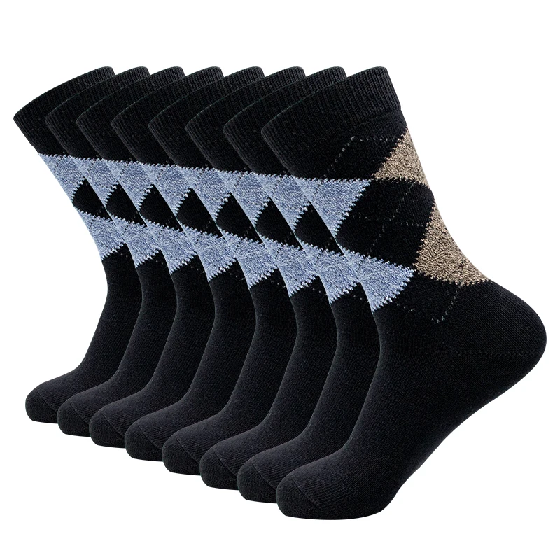 factory custom high quality bulk mens argyle print comfort hemp bamboo logo socks with package for work