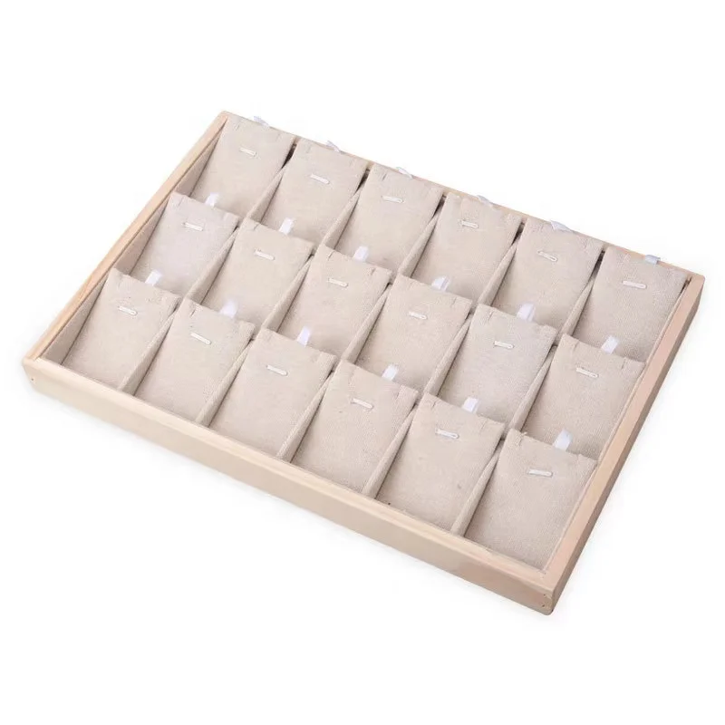 Cheap factory price solid wood ring necklace pendant earring jewelry display wooden jewelry tray wholesale
