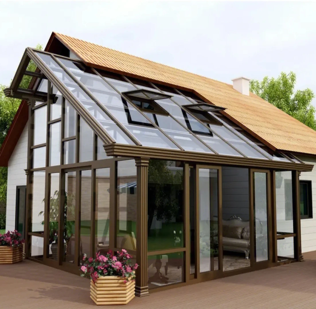 Sun protection sheet for house Conservatory customized Greenhouse Triangle roof sunrooms with sliding windows