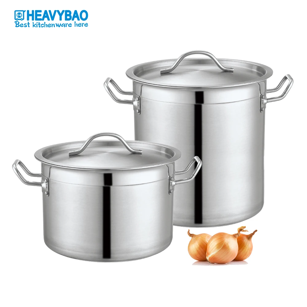 Heavybao Heavy Duty India Stainless Steel Aluminum Base Cooking Hot Stock Pot Set
