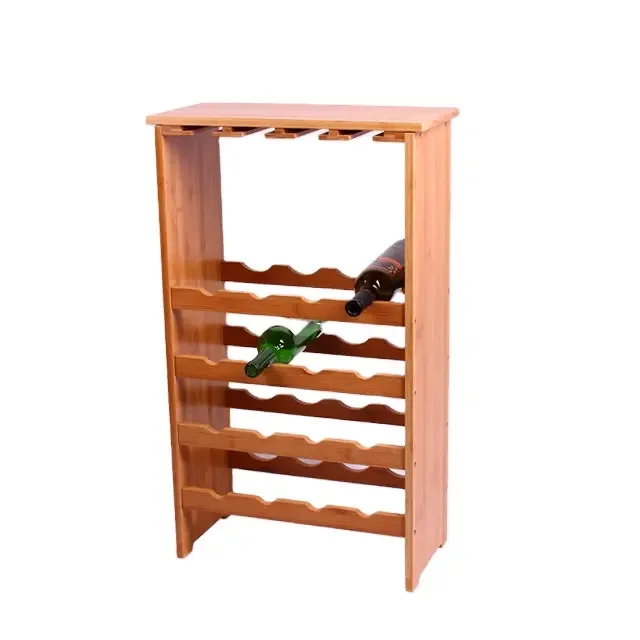 Popular Design Durable Modern Wine Bottle Glass Rack Easy To move Easy To Install Wooden Bamboo Wine Rack