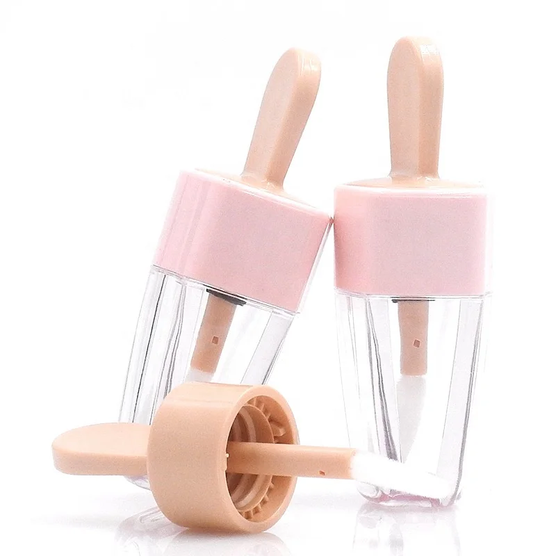 Cute 5ml Ice Cream Lip Gloss Tube for Kids Cosmetic Lipstick Personal Care Plastic Tubes Labeling Screw Vasos De Tubo Plastico