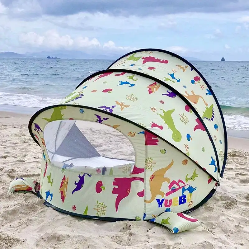 Pop Up Beach 3-4 Person Portable Instant Tent with UV Protection Sun Shade Shelter Beach Cabana Tent with Carry Bag Sandbag
