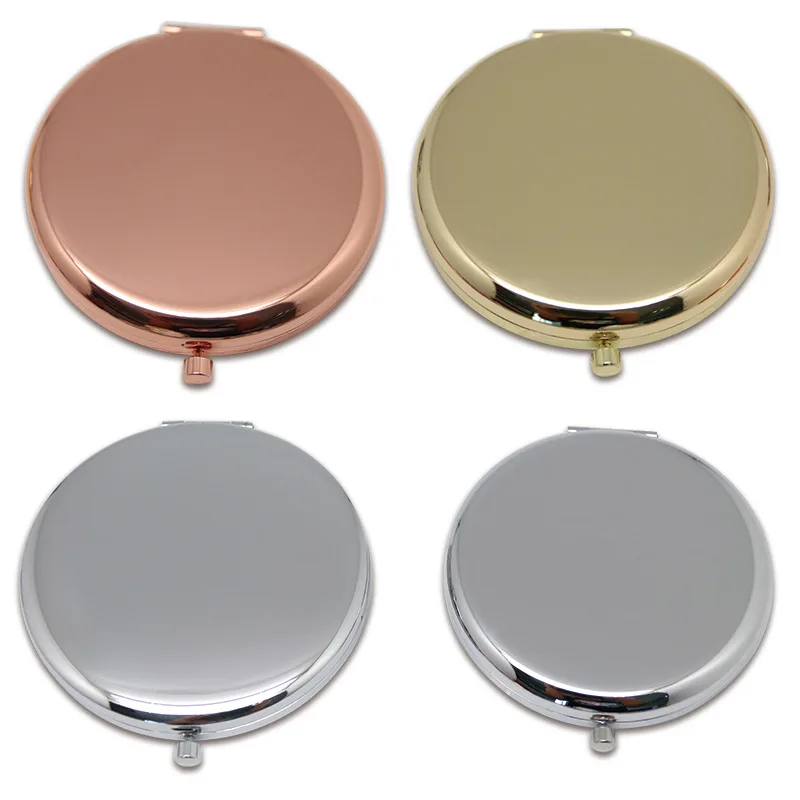 New Style Souvenir round double side metal pocket mirror gold plated make up compact mirror customized logo