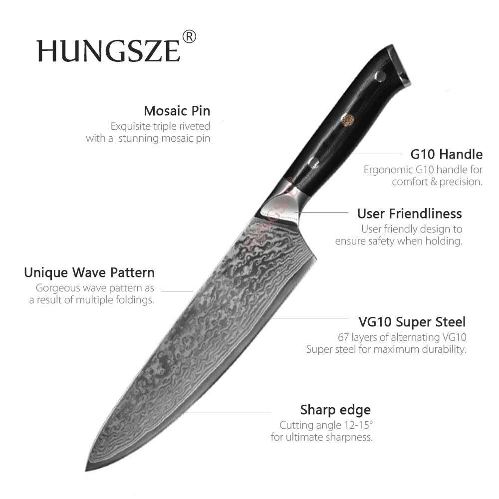 Высококачественный поварской нож из дамасской стали, профессиональный нож из японской стали VG10