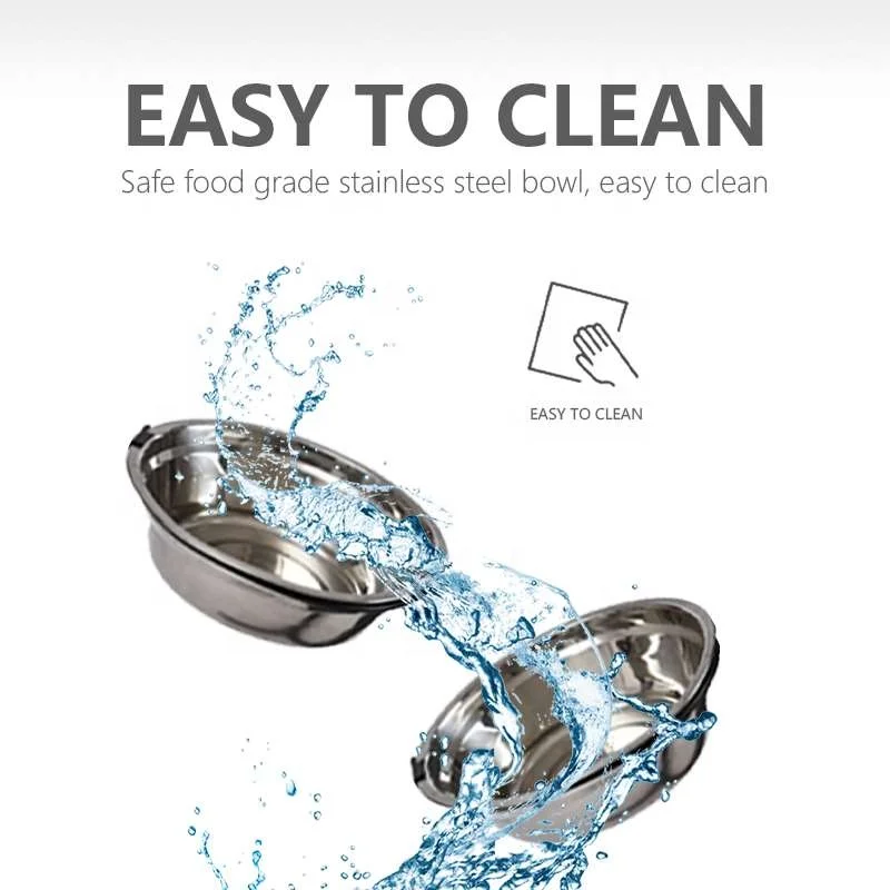 Petstar New Pet Feeder Removable Raised Adjustable Iron Frame Stainless Steel Double Elevated Cat Dog Bowl