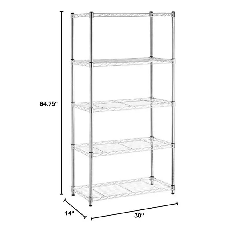 Factory Supply Chrome Powder Coated Houseware Storage 6 Layer Wire Shelf Mesh Shelves For Sale