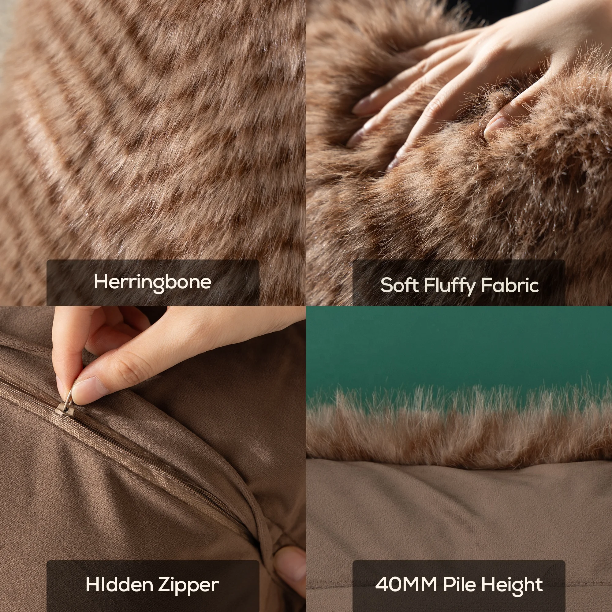 Home Decor Modern Herringbone Decorative Fluffy Pillow Covers Boho Cushion Cover Polyester Autumn Winter Pillow For Sofa