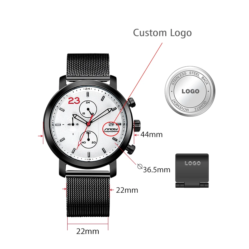 SINOBI China Manufacture Brand Watch S9765G Logo Oem Dual Time Luxury Wrist Fashion Chronograph Watches With Cheap Prices