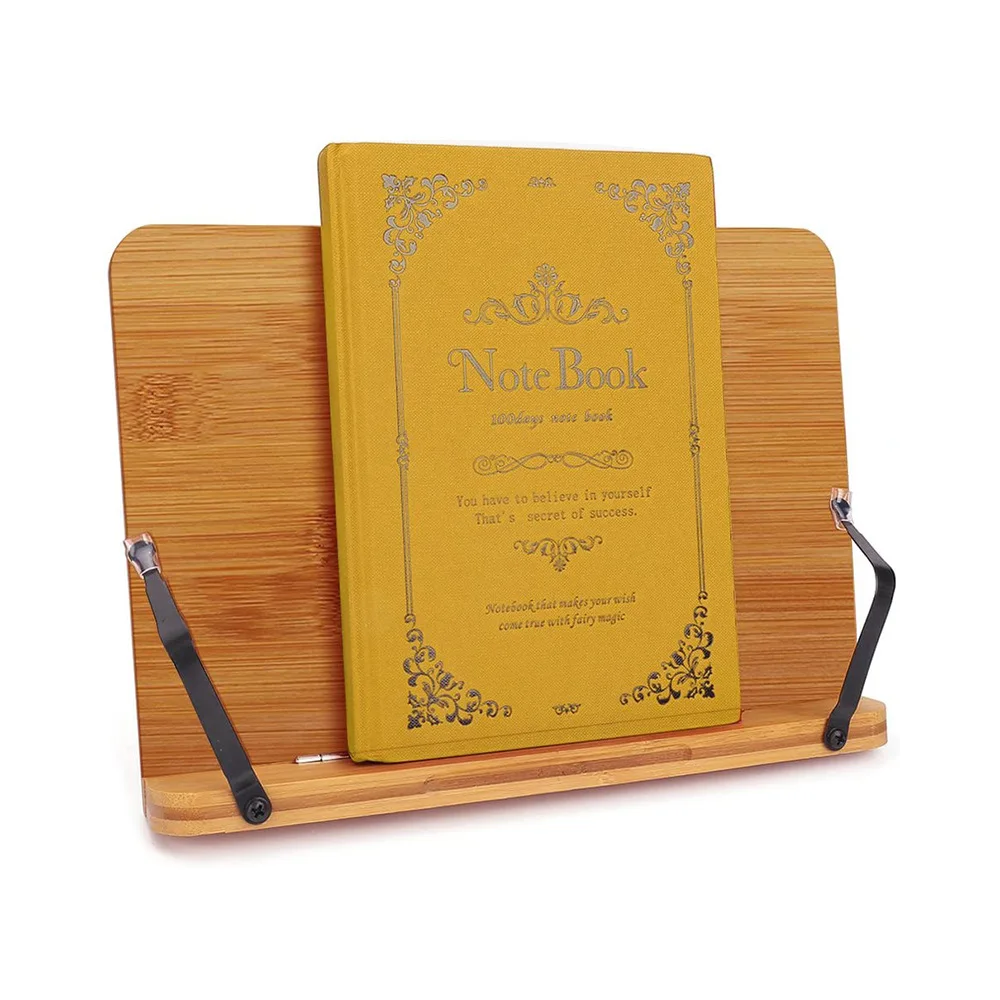 Custom High Quality Lightweight Bamboo Book Stand Adjustable Book Holder Tray