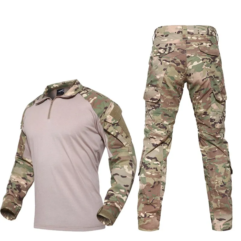 High Quality Multicam Frog Suit Long Sleeve Army T Shirt Pants Tactical Camouflage Men Combat Military Uniforms