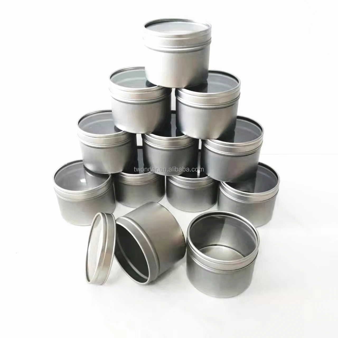ready to ship Factory wholesale clear window spice tin small tin can with window D60xH45mm  D90*H20 D90*H35 D90*H40