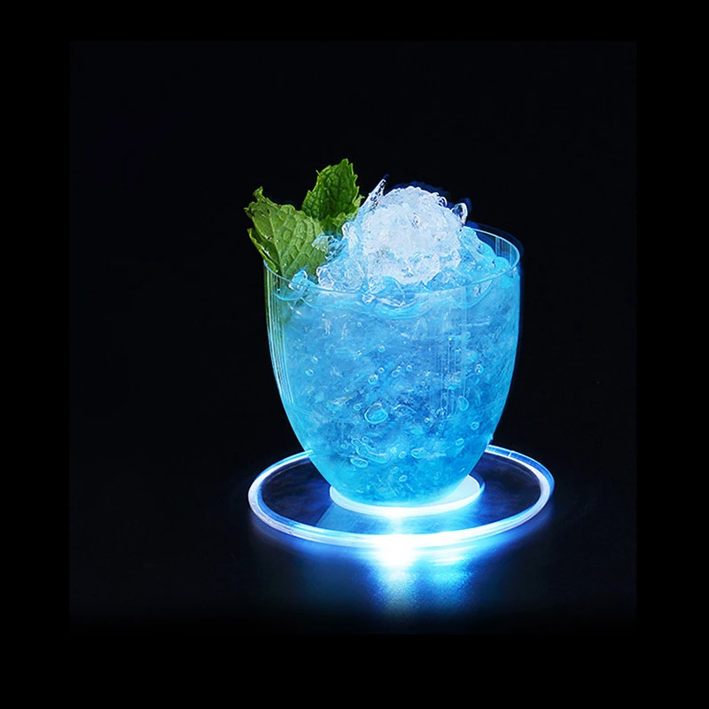 Hot Sell Round Luminous LED light up coasters drink led bottle light sticker promotional sticker coaster for drinks